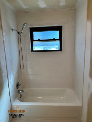 San Angelo TX bathroom upgrade with custom tile shower installation and modern fixtures.