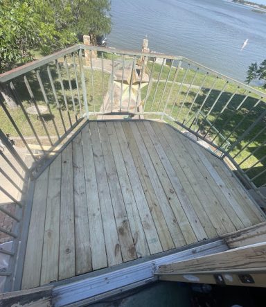 New Backyard deck installation in San Angelo TX with wood railing